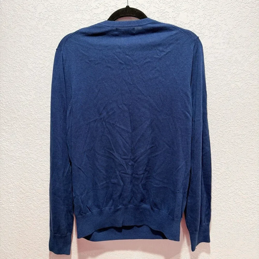 Banana Republic Mens Large Silk Cashmere Sweater Navy Blue Minimal Quiet Luxury